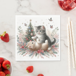 Guardanapo De Papel Gatinhos reproduzindo o Natal