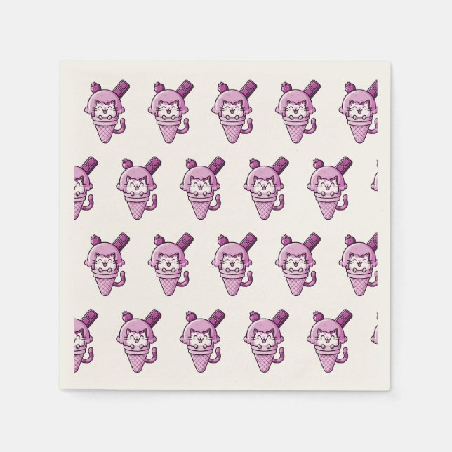 Guardanapo De Papel Gato a Rosa Cone (Frente)
