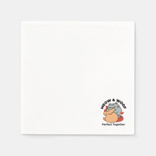 Guardanapo De Papel Gato Adorável e Cachorro Abraço - Meow & Woof Desi
