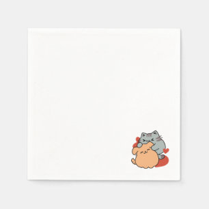 Guardanapo De Papel Gato Adorável e Cachorro Abraço - Meow & Woof Desi