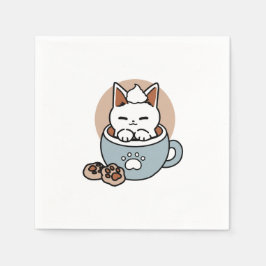 Guardanapo De Papel Gato Adorável no Design de Férias de Mug - Gato e