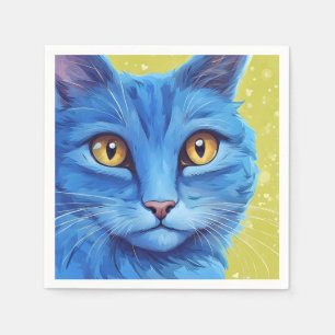 Guardanapo De Papel Gato Azul Grande.