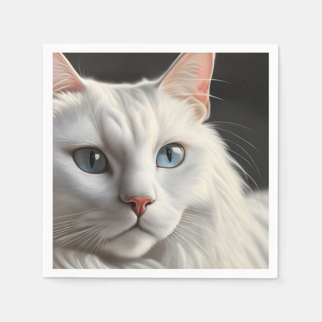 Guardanapo De Papel Gato Branco (Frente)