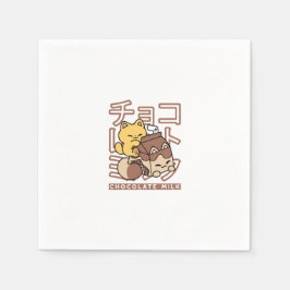 Guardanapo De Papel Gato Cinto Trilho Chocolate Leite Cartonagem Kawai