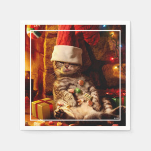 Guardanapo De Papel Gato com a cabeça estacionada