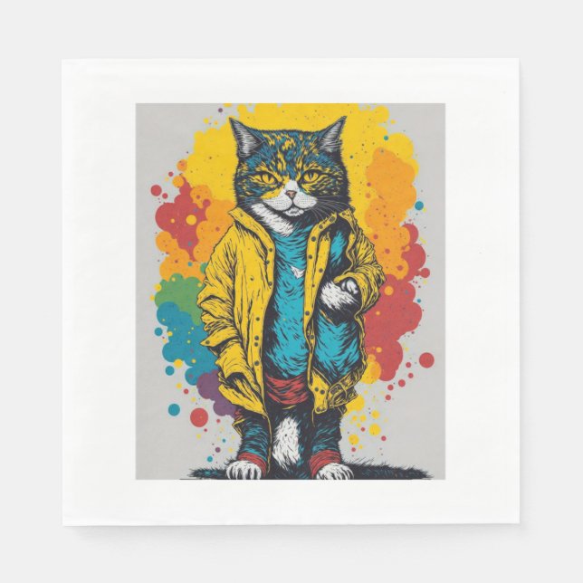 Guardanapo De Papel gato de desenho animado (Frente)