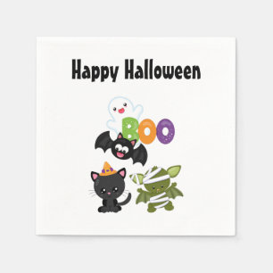 Guardanapo De Papel Gato de Halloween, Bat, Mamã e Fantasma