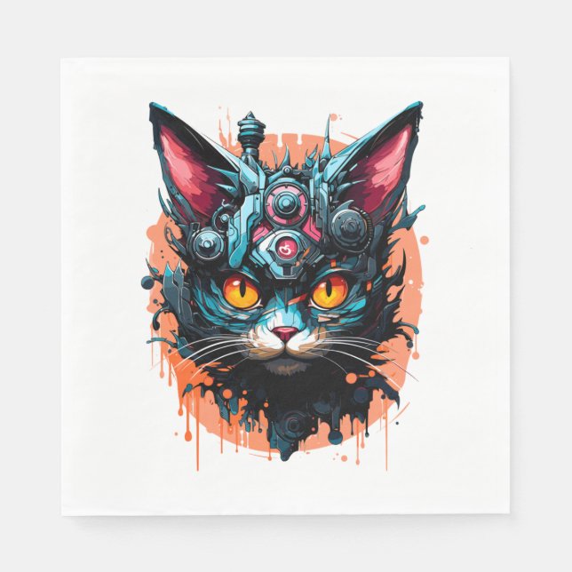 Guardanapo De Papel Gato de Halloween Spooky (Frente)