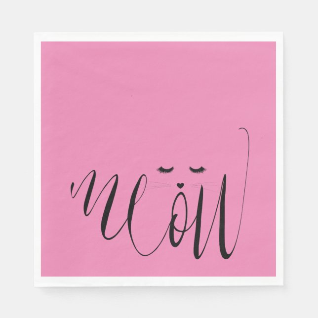 Guardanapo De Papel Gato de Mosto Rosa (Frente)