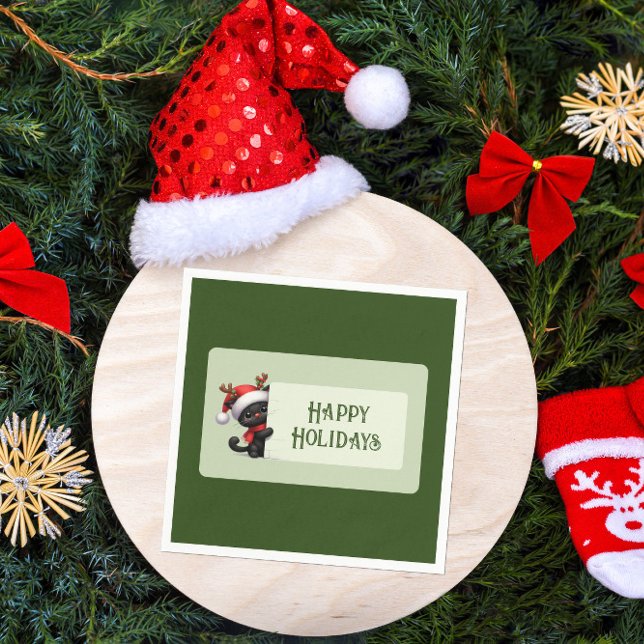 Guardanapo De Papel Gato de Natal bonito - Felizes Feriados Napkins (Criador carregado)