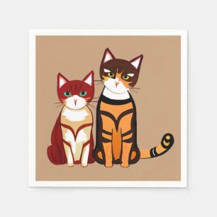 Guardanapo De Papel Gato e Gengibre com risca de Tigre