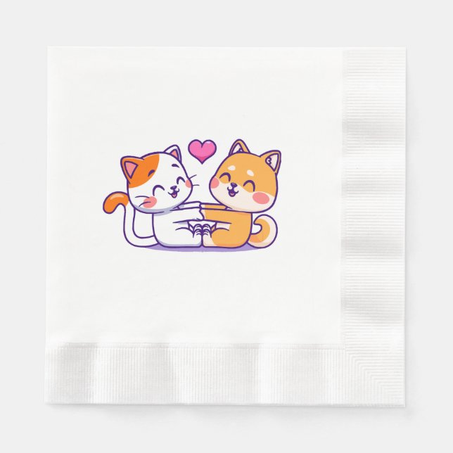 Guardanapo De Papel Gato E Shiba Inu (Frente)