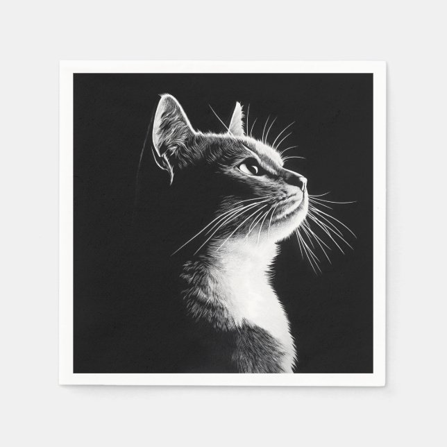 Guardanapo De Papel Gato Elegante (Frente)