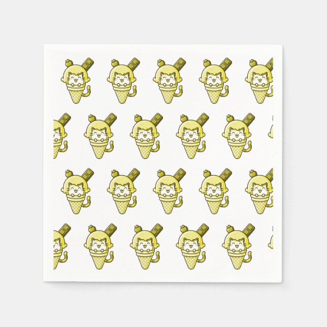 Guardanapo De Papel Gato em Amarelo de Cone (Frente)