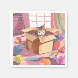 Guardanapo De Papel Gato em Caixa de Papelão | Gatinho Aquarela