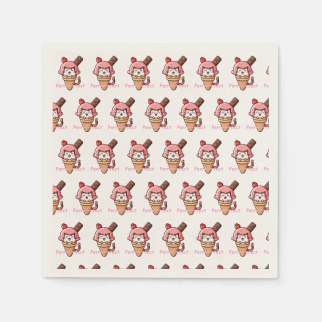 Guardanapo De Papel Gato em Gelado de Gelo Perfeito (Frente)