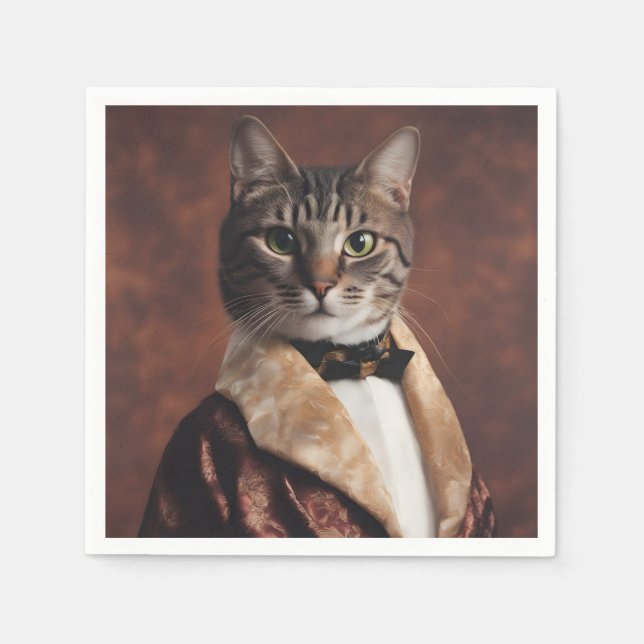 Guardanapo De Papel Gato em Robe de Fumar (Frente)