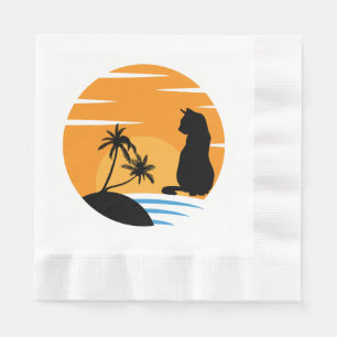 Guardanapo De Papel Gato Engraçado Assistindo Cena Sunset - Sunset Gat