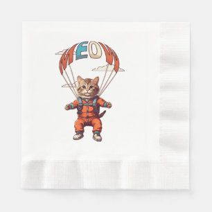 Guardanapo De Papel Gato Engraçado de Paraquedismo