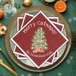 Guardanapo De Papel Gato engraçado nas catapnatas de Feliz de árvores