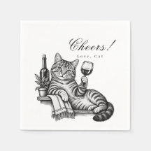 Gato Engraçado Segurando Taça de Vinho Brinda Casa