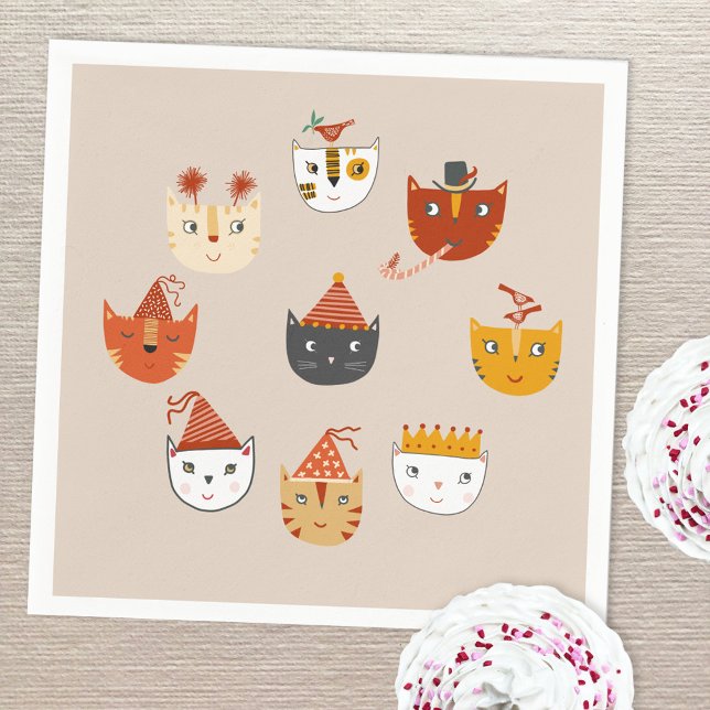 Guardanapo De Papel Gato Gato Gato Gato (Cute kitty cat themed party paper napkin)