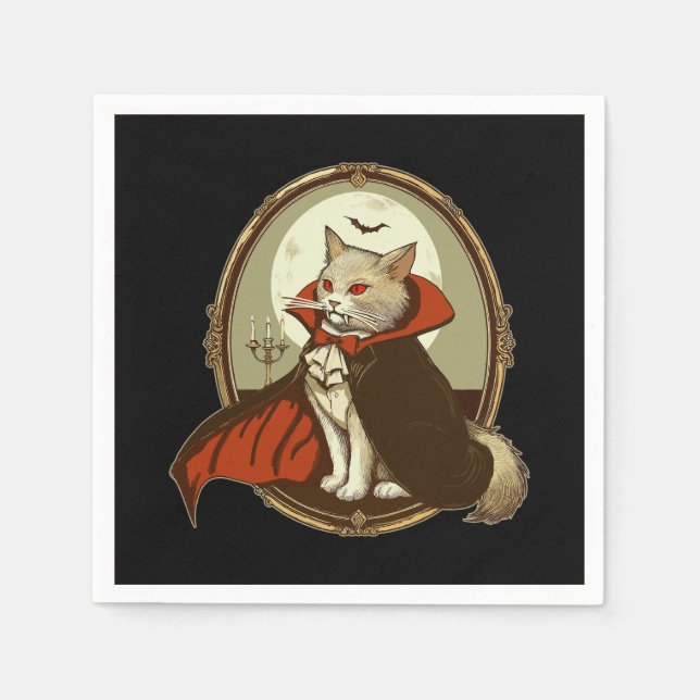 Guardanapo De Papel Gato Halloween, Contagem Catula (Frente)