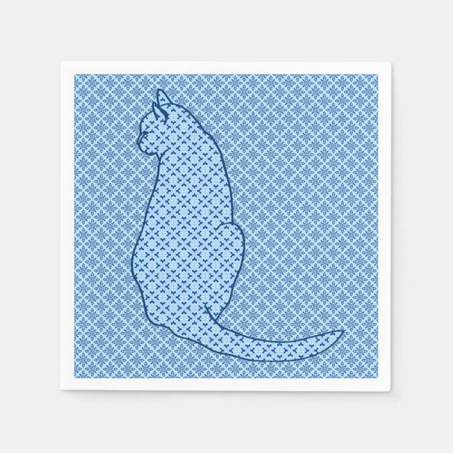 Guardanapo De Papel Gato Japonês - Blue Kimono Impressão (Frente)
