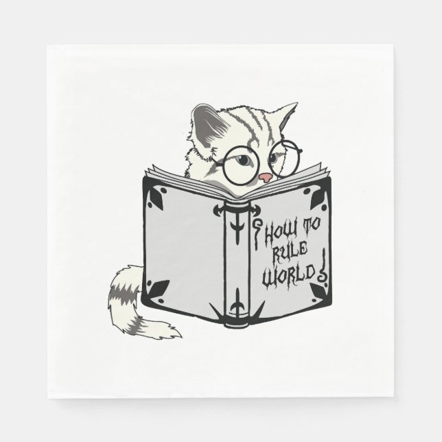 Guardanapo De Papel Gato Lendo Livro  (Frente)