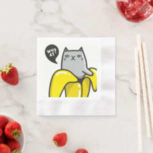 Guardanapo De Papel Gato na banana