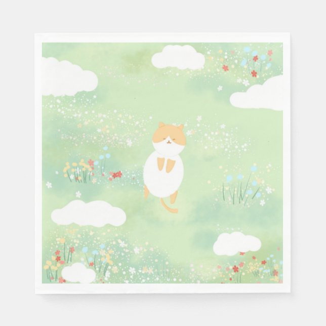 Guardanapo De Papel gato na grama (Frente)