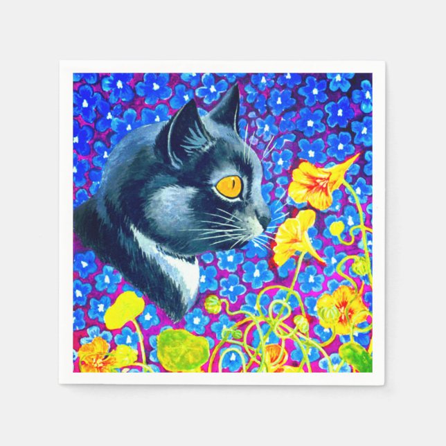 Guardanapo De Papel Gato nas Flores (Frente)