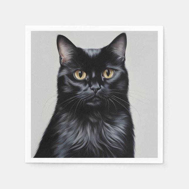 Guardanapo De Papel Gato Negro (Frente)