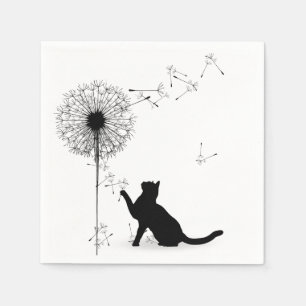 Guardanapo De Papel Gato Negro e Dandelion