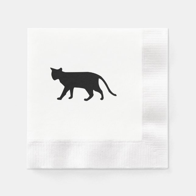 Guardanapo De Papel Gato Negro Gato de Silhuette Purr Meow Arte Simple (Frente)