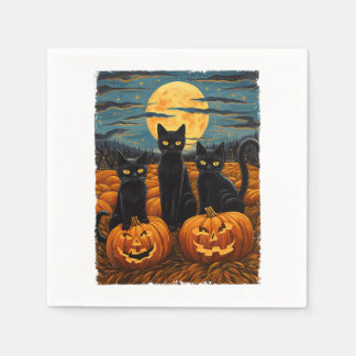 Guardanapo De Papel Gato Negro Halloween Gata Amada Noite Estrelada Ga