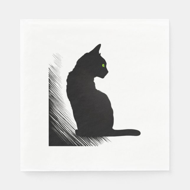 Guardanapo De Papel Gato Negro - Miau (Frente)