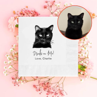 Guardanapo De Papel Gato Negro Personalizado Beba Em Mim