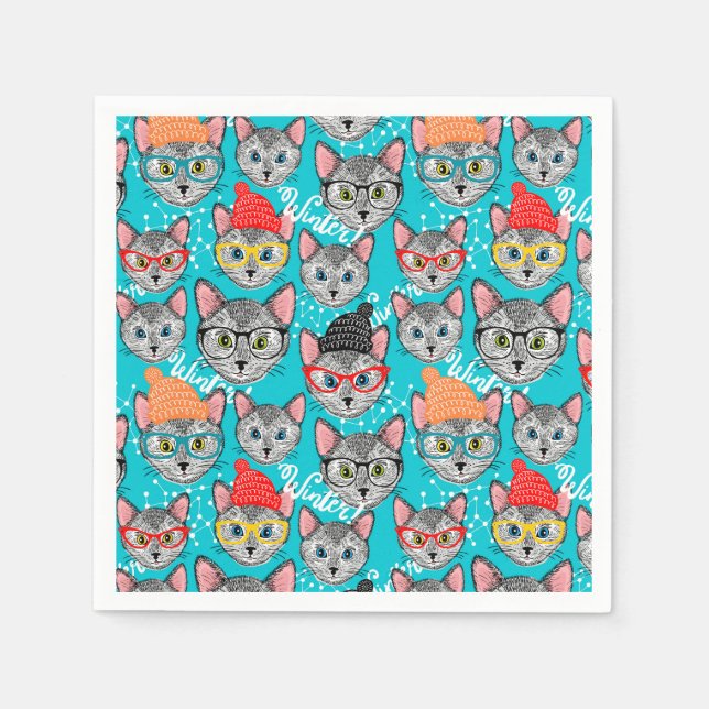 Guardanapo De Papel Gato no chapéu (Frente)