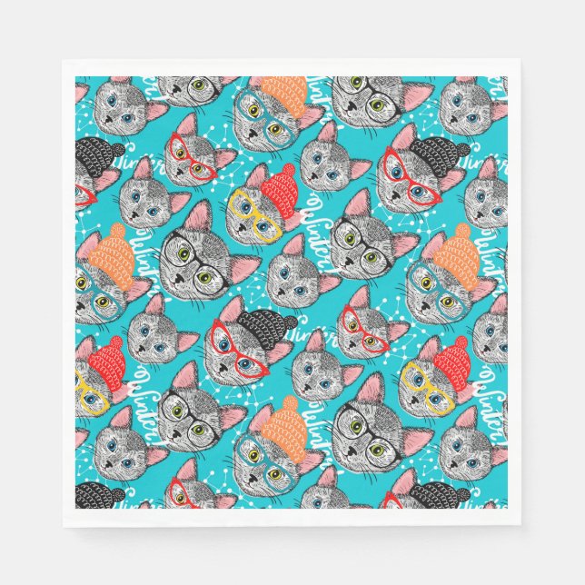 Guardanapo De Papel Gato no chapéu (Frente)