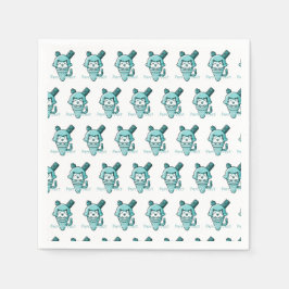 Guardanapo De Papel Gato no Cone Perfect Teal