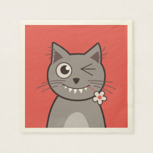 Guardanapo De Papel Gato pisc engraçado do gatinho dos desenhos