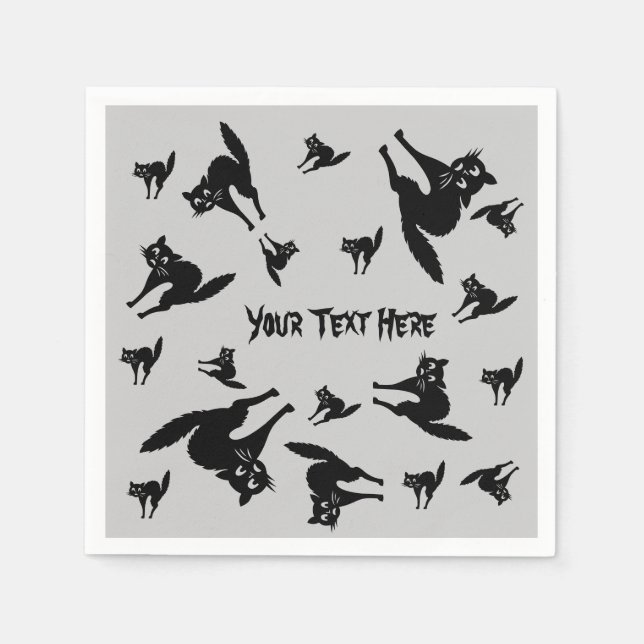 Guardanapo De Papel gato preto assustador com sanfona (Frente)