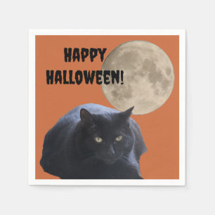 Guardanapo De Papel Gato Preto de Lua Completa do Halloween