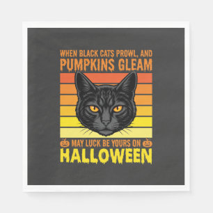 Guardanapo De Papel Gato Preto Gráfico de Abóbora Vintage de Halloween