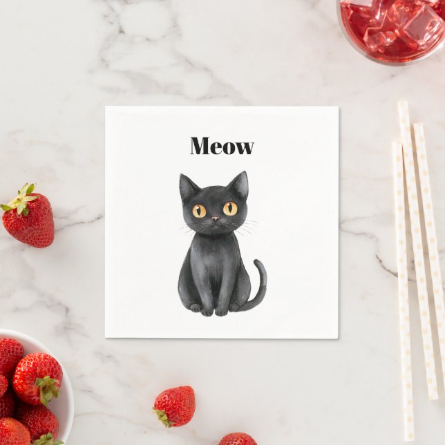 Guardanapo De Papel Gato Preto Mia   (Insitu)