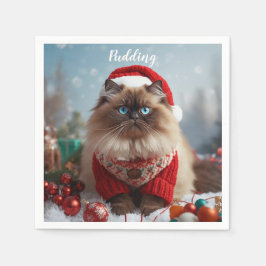 Guardanapo De Papel Gato Ragdoll Festivo Natal Personalizado