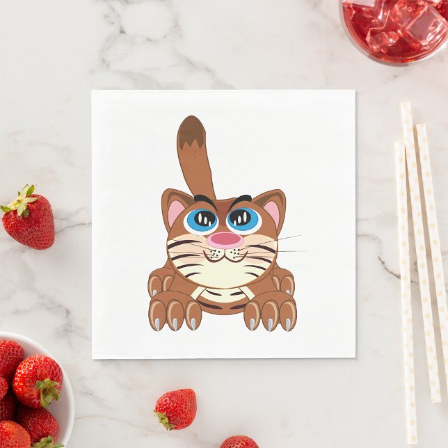 Guardanapo De Papel Gato Repleto com Grande Gatinho Branca de Olhos Az (Criador carregado)