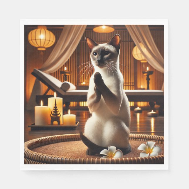 Guardanapo De Papel Gato Siamês em Spa (Frente)
