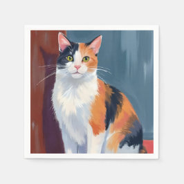 Guardanapo De Papel Gato Tricolor | Aquarela Gatinho Bonito Gato Anima